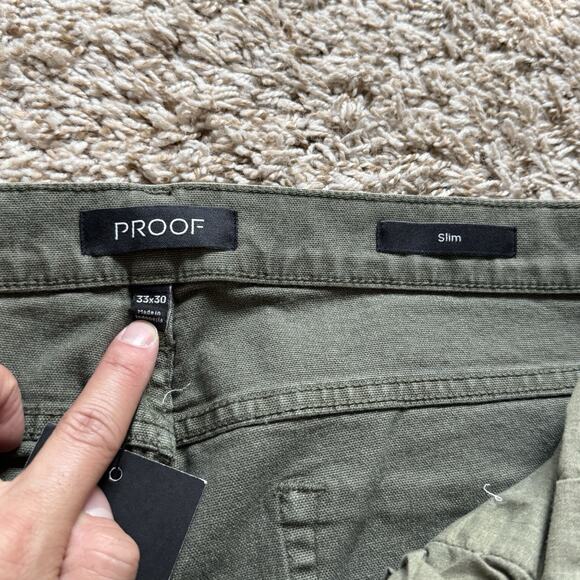 Proof Rover Pants Men’s Size 33x30 Green Slim Huckberry Stretch Canvas Gusseted - Picture 4 of 5